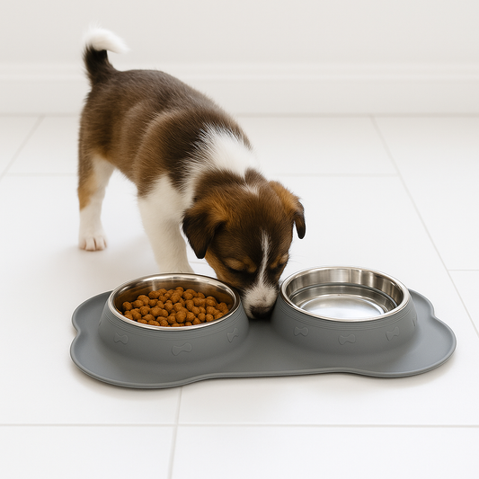 Plateau repas 2 en 1 " Acier Inoxydable  pour Chiens et Chats "